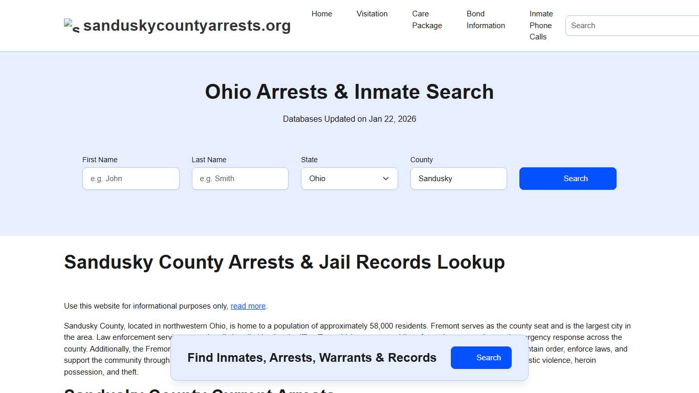Sandusky County, OH Arrests, Warrants, Police Records Search